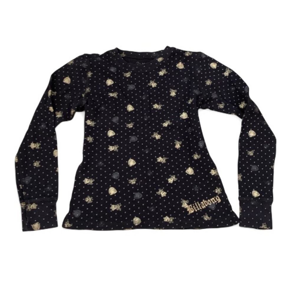 Billabong Y2K Skull Grunge Waffle Knit Top